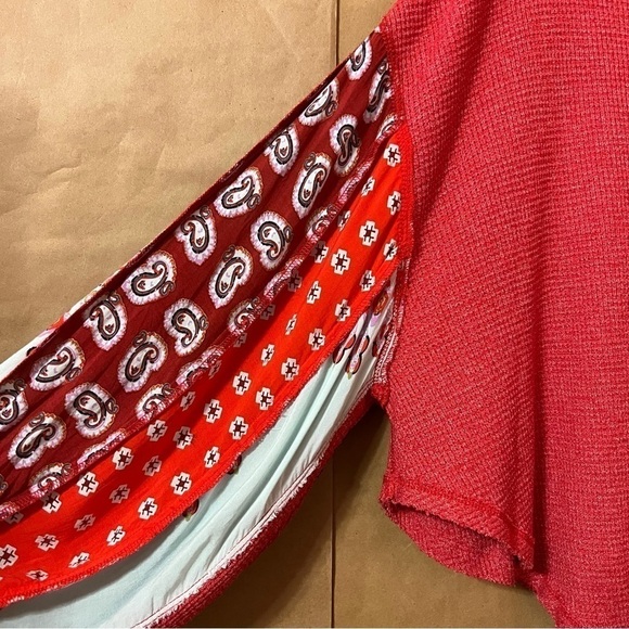 Free People | Blossom Thermal Oversized Popover Top Balloon Sleeves Red Size XS - Picture 12 of 13